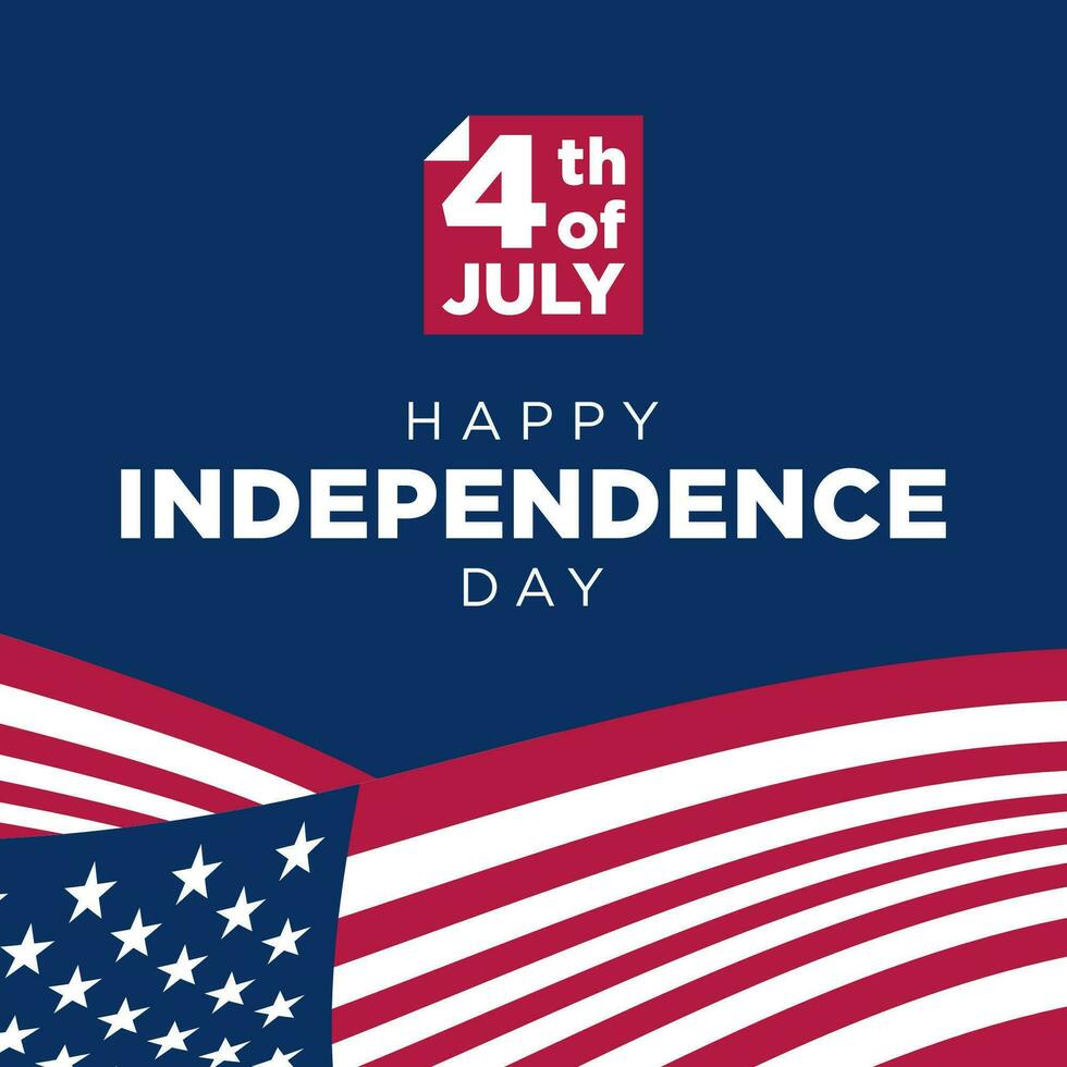 4th of July happy independence day American flag square social media post vector design element
