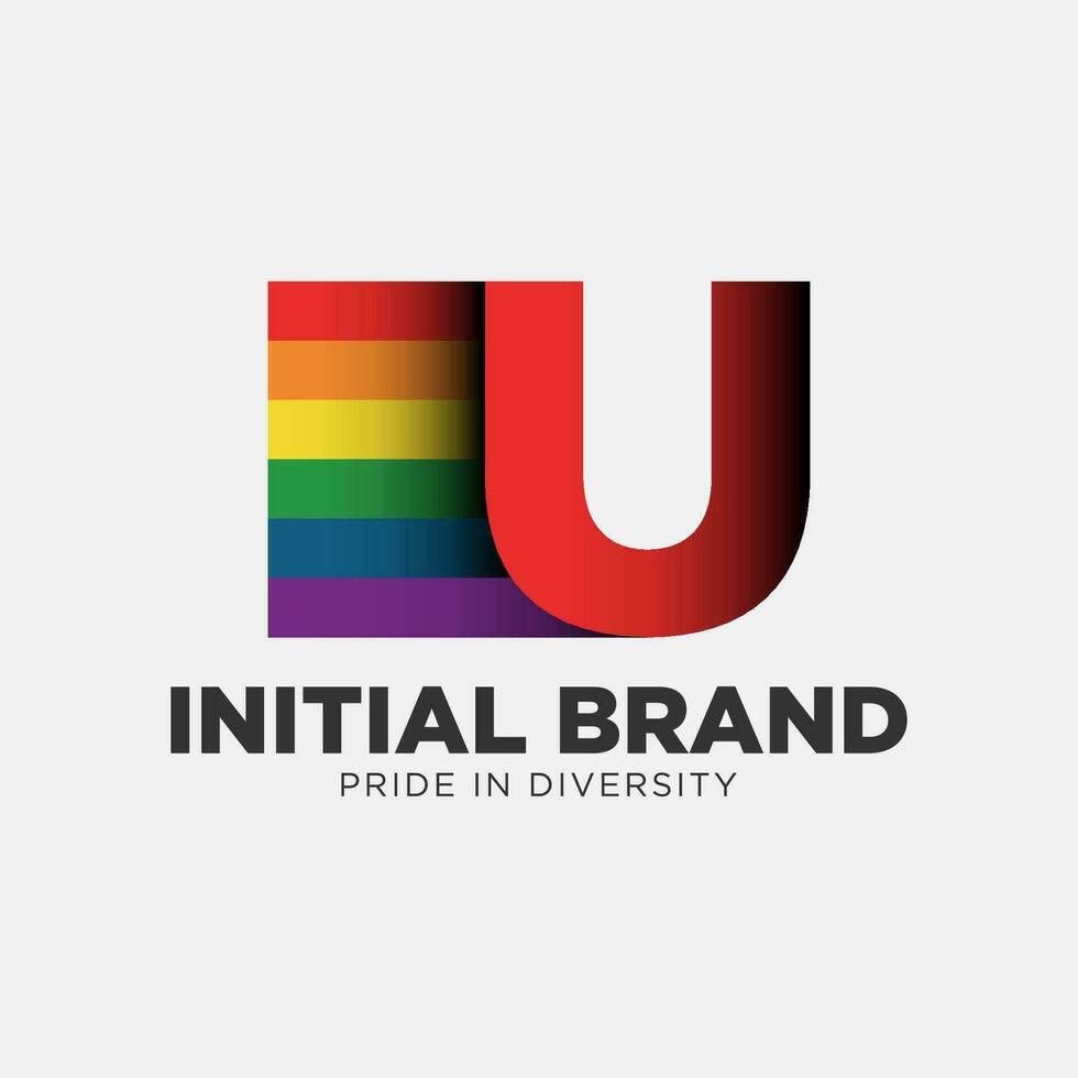 letter U rainbow color pride community and company initial vector logo design