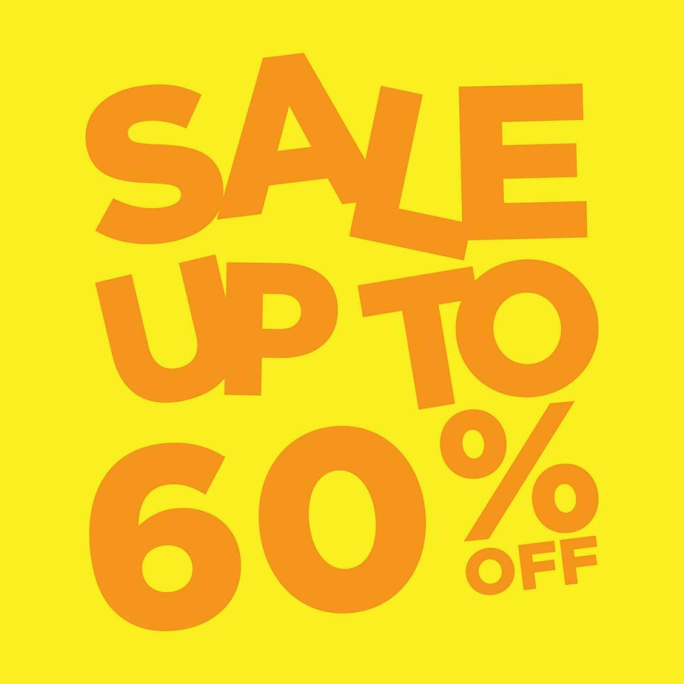 sale up to 60 percent off simple typography vector