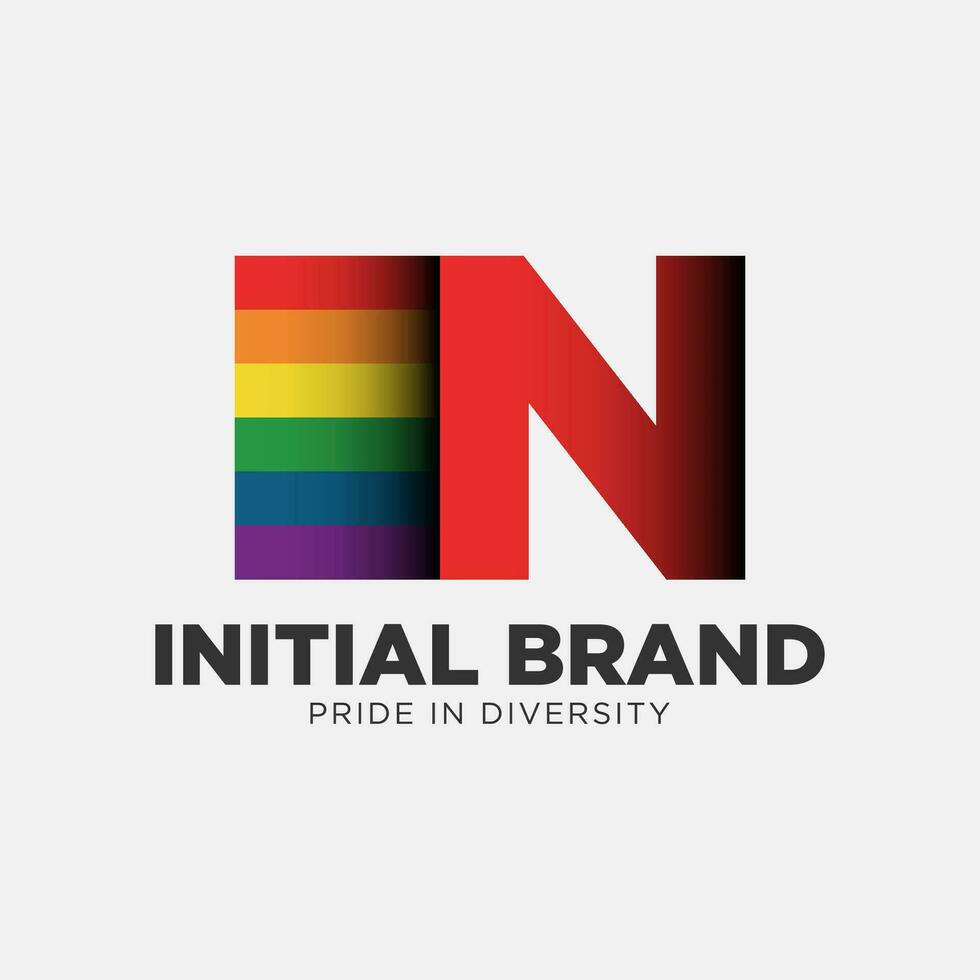 letter N rainbow color pride community and company initial vector logo design