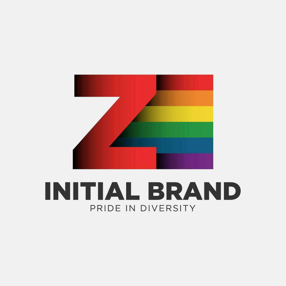 letter Z rainbow color pride community and company initial vector logo design