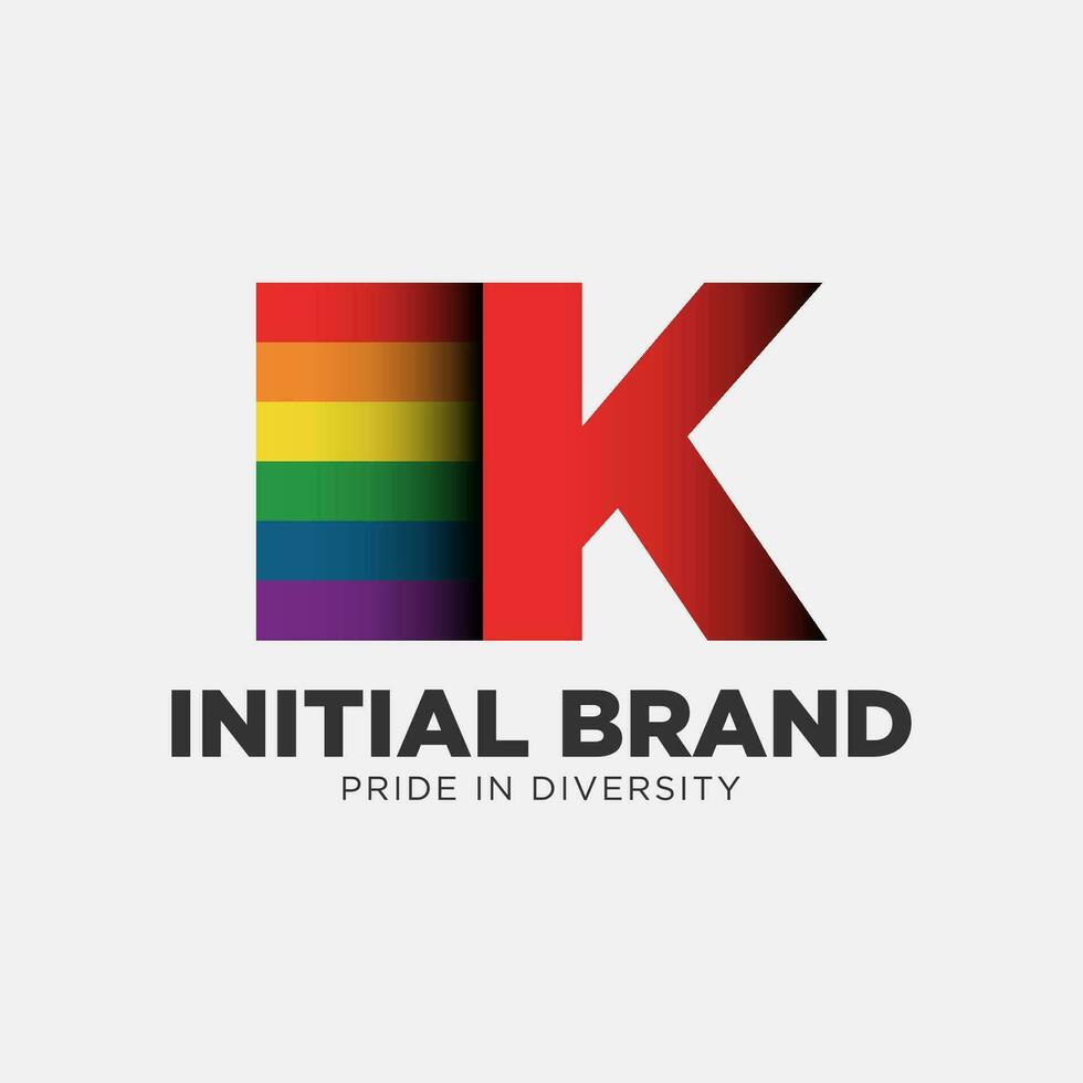 letter K rainbow color pride community and company initial vector logo design