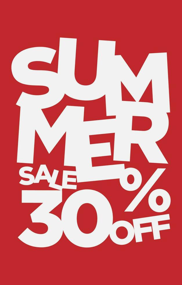 30 percent off summer sale promotional typography vector design element