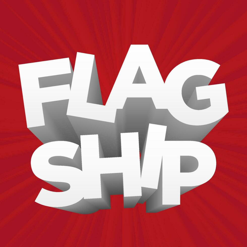typography of flag ship product promotional headline with dynamic red background vector