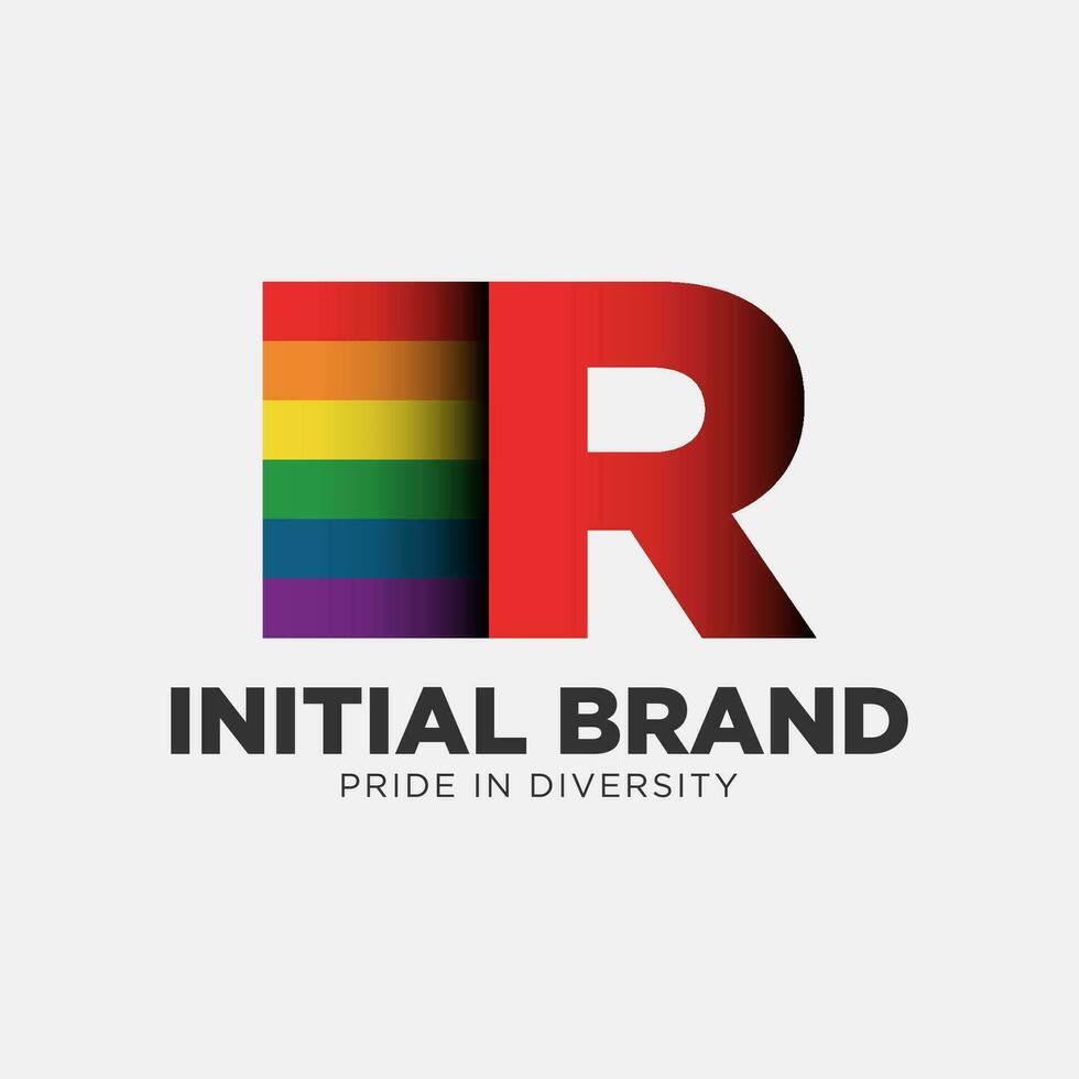 letter R rainbow color pride community and company initial vector logo design