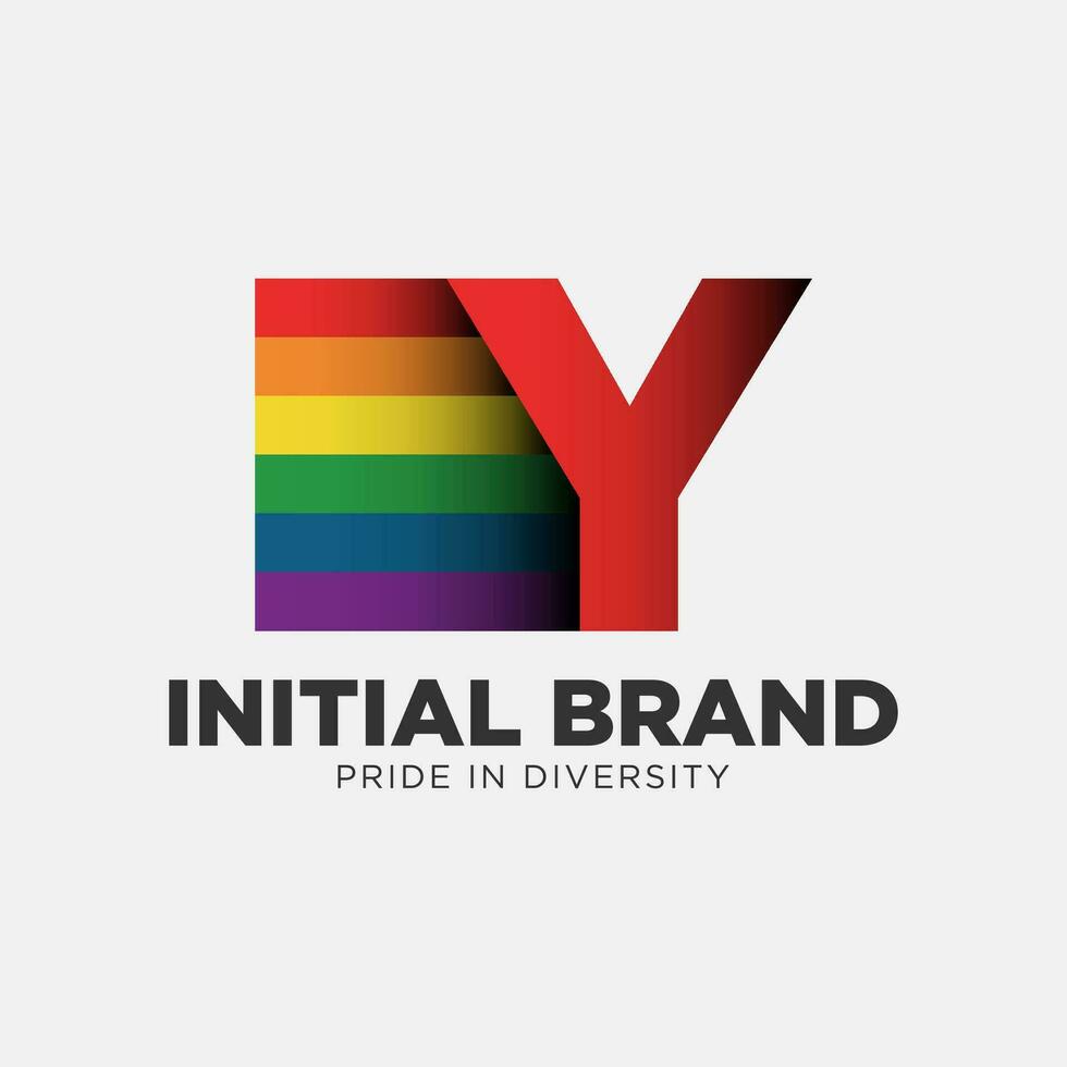 letra y arco iris color orgullo comunidad y empresa inicial vector logo diseño