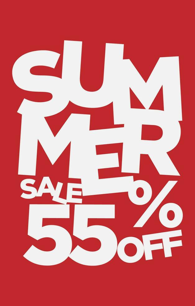 55 percent off summer sale promotional typography vector design element