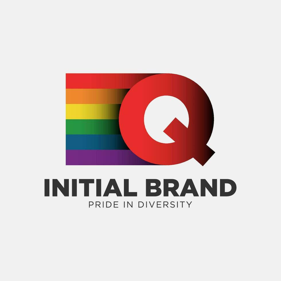 letter Q rainbow color pride community and company initial vector logo design