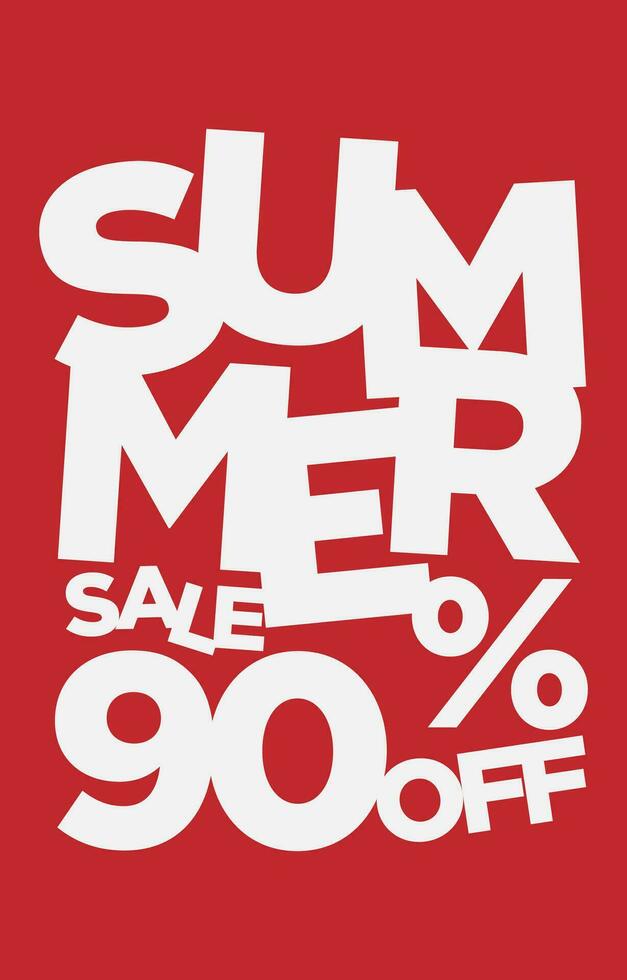 90 percent off summer sale promotional typography vector design element