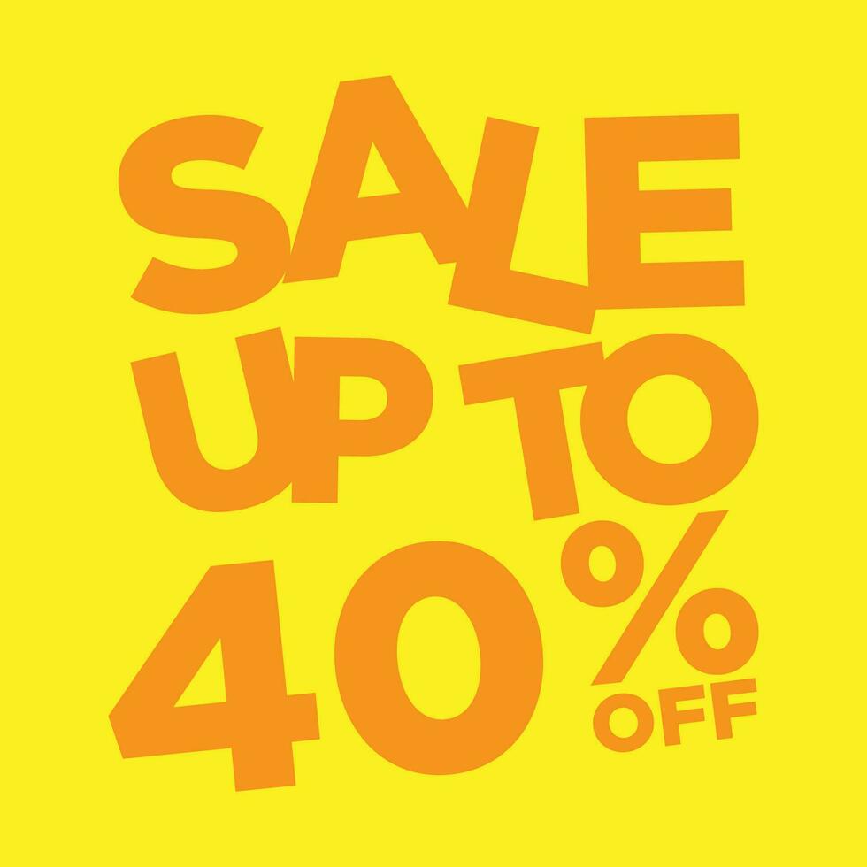 sale up to 40 percent off simple typography vector