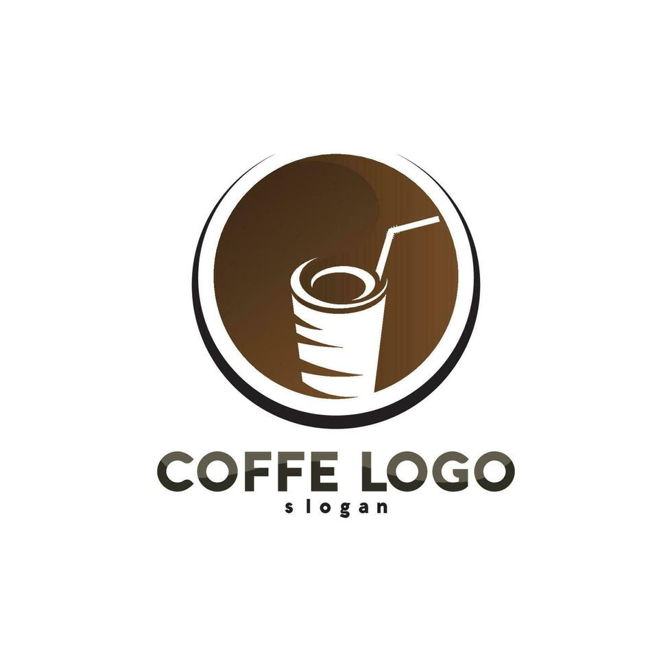 diseño de icono de vector de plantilla de logotipo de taza de café y café negro