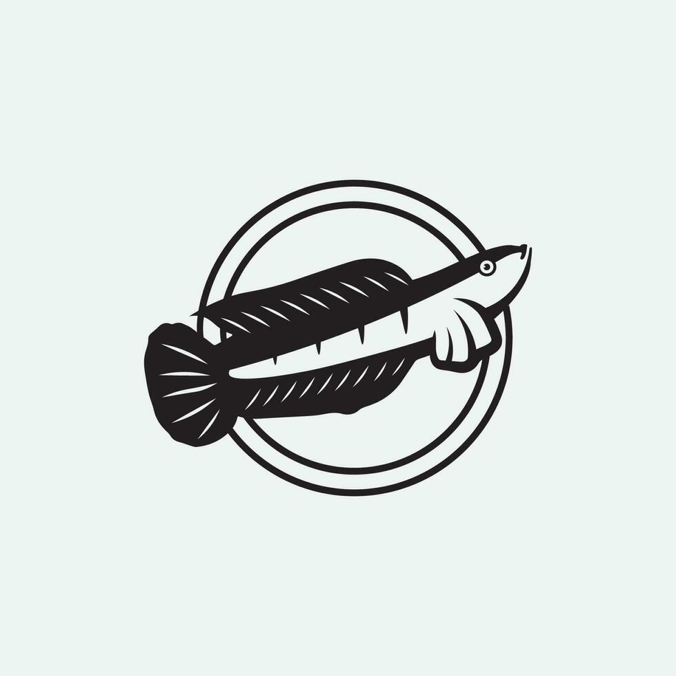 pez cabeza de serpiente channa, pez depredador, diseño e ilustración animal bajo el agua vector