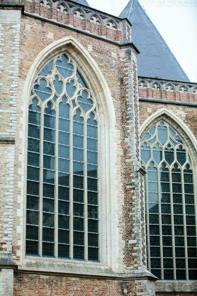 Details of the beautiful architecture in the historical town of Bruges photo