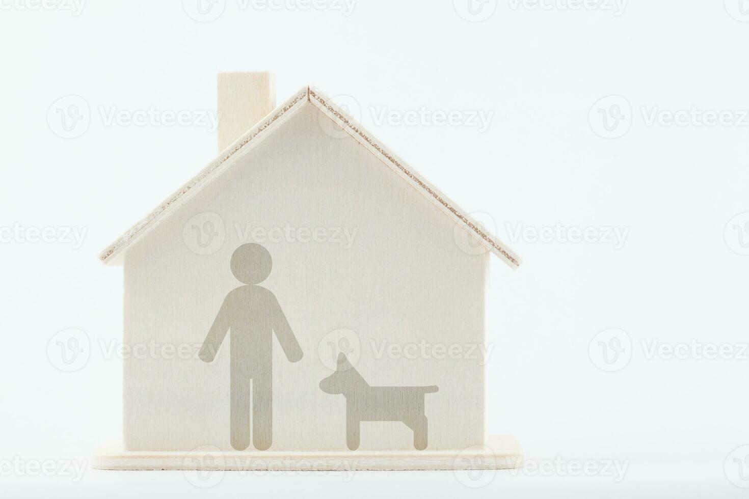 Man with dog at home. Family concept. photo