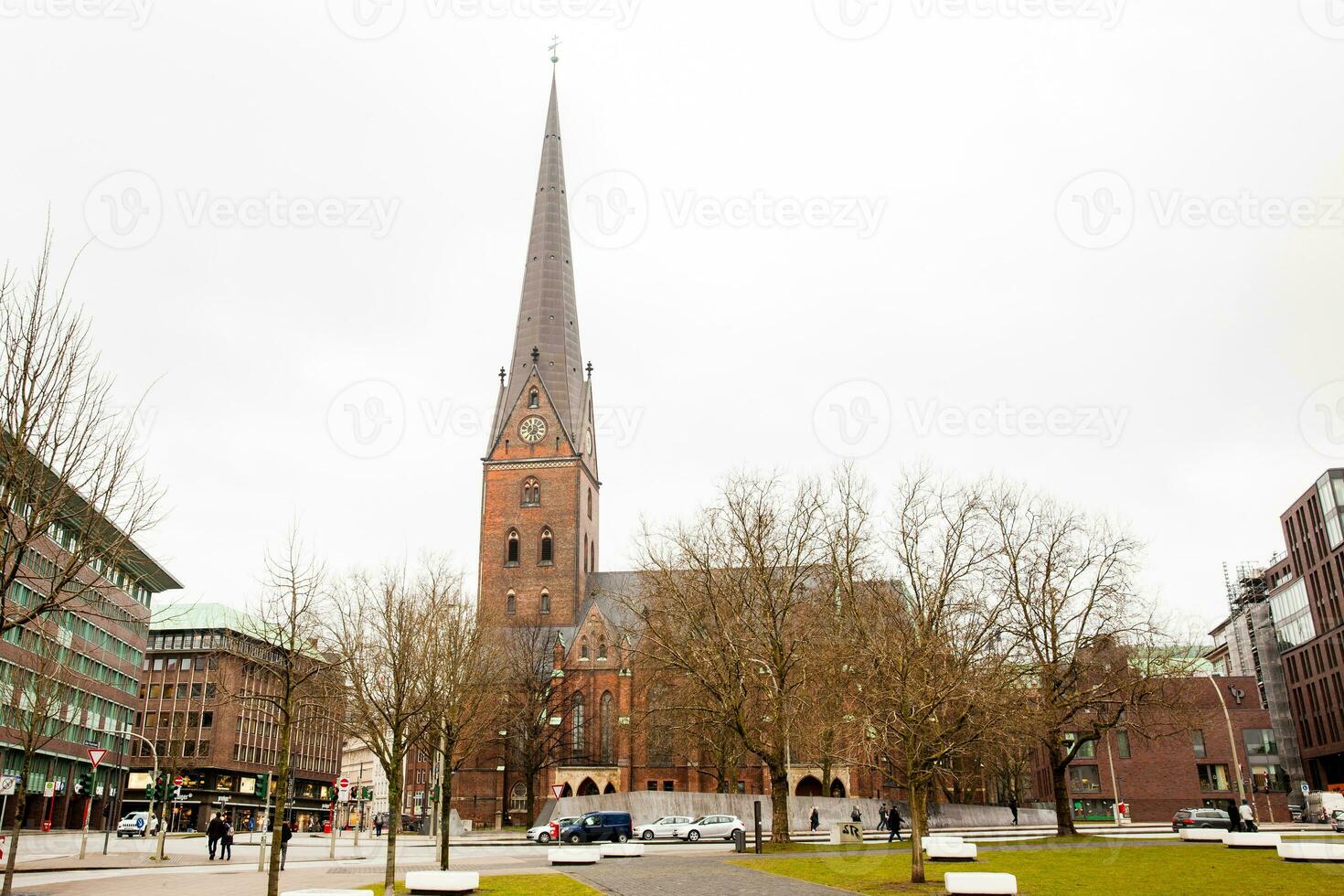 View of the Saint Peter church in a cold rainy early spring day photo