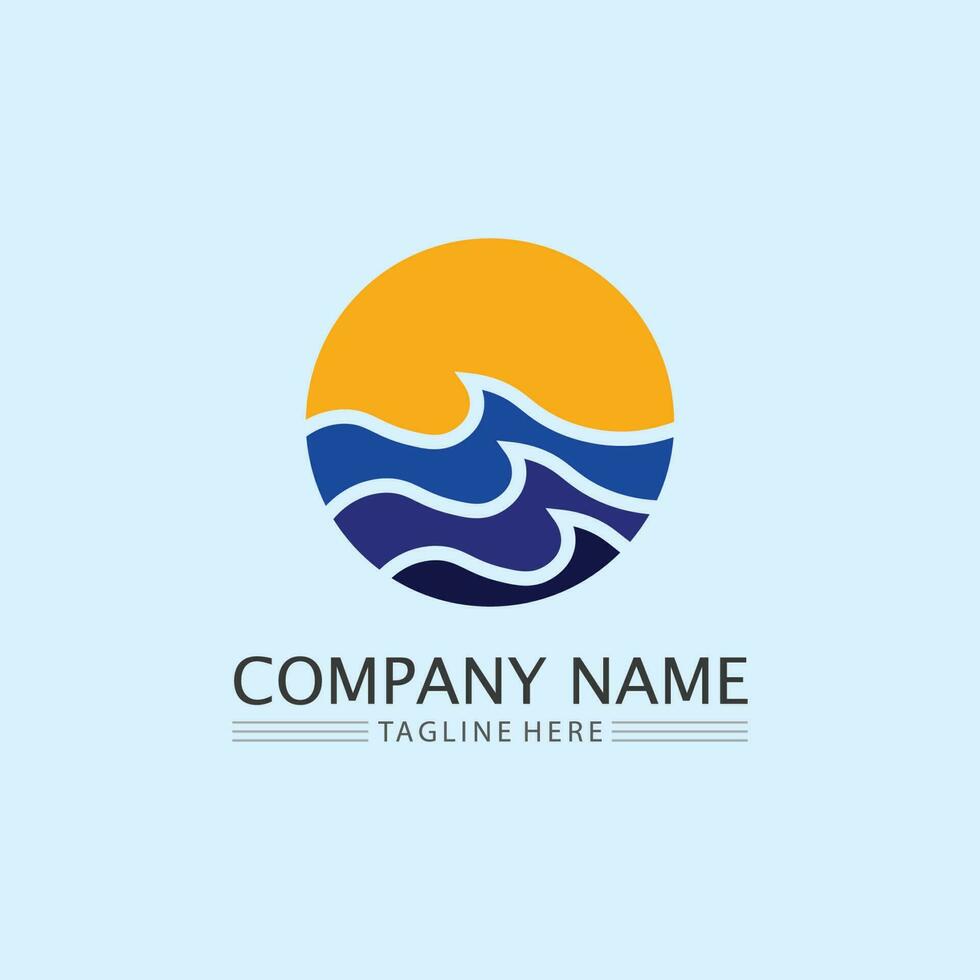 wave icon and water drop vector illustration design logo business