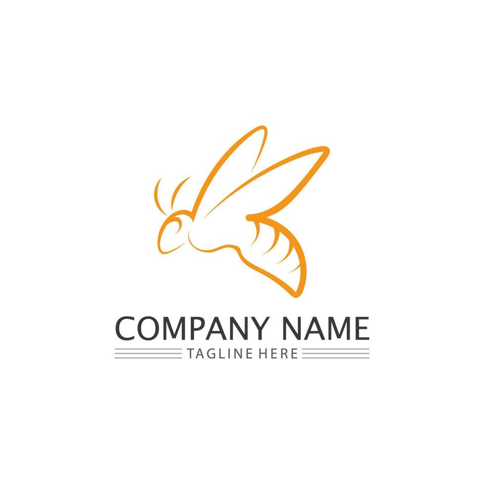 Honey and bee icon logo vector animal design and illustration