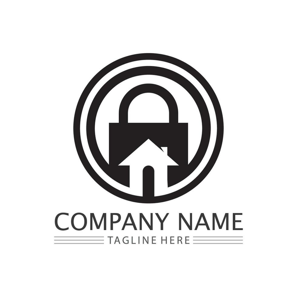 key and lock icon padlock logo and symbol vector design