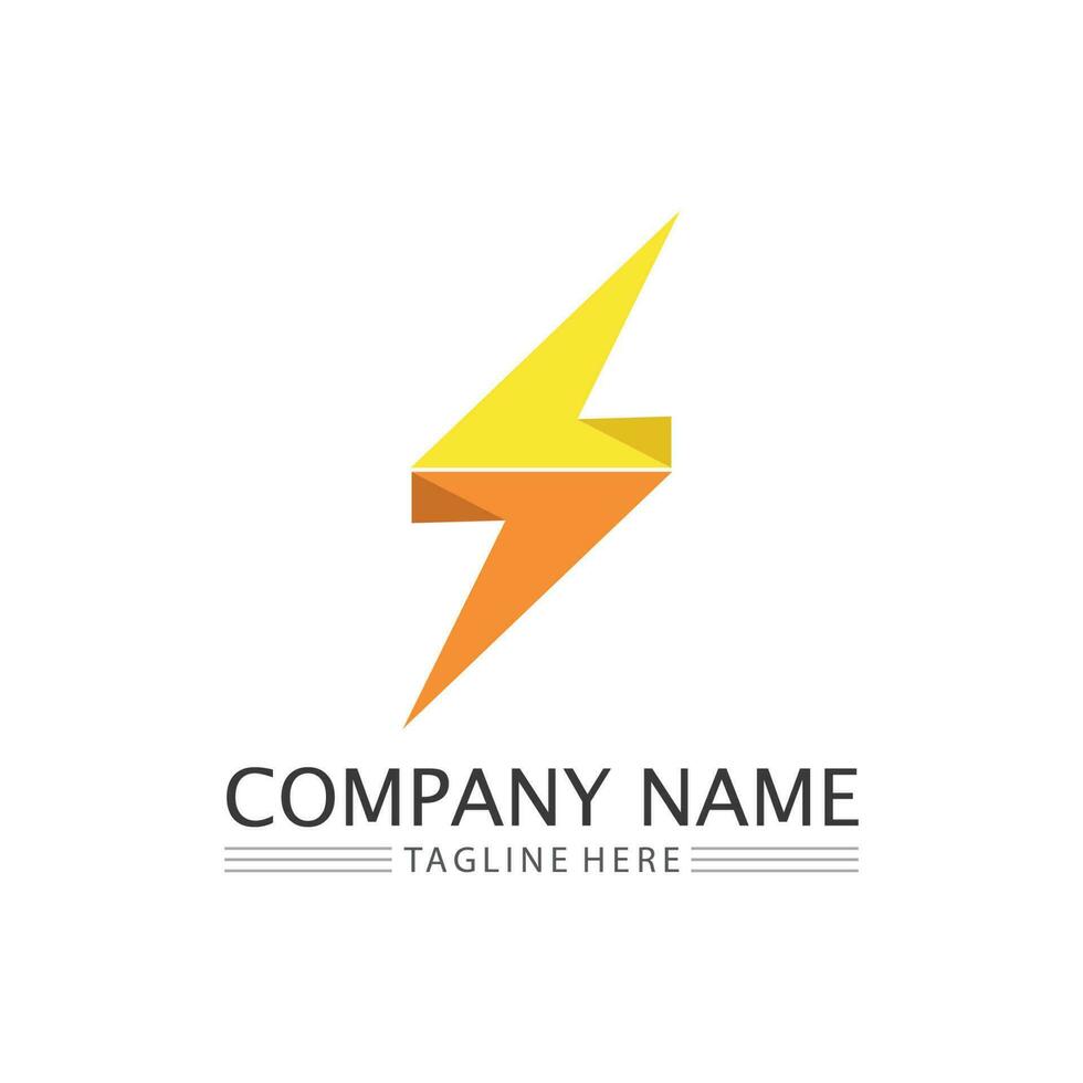 the power vector, flash ogo and thunderbolt and icon electricity illustration template design vector