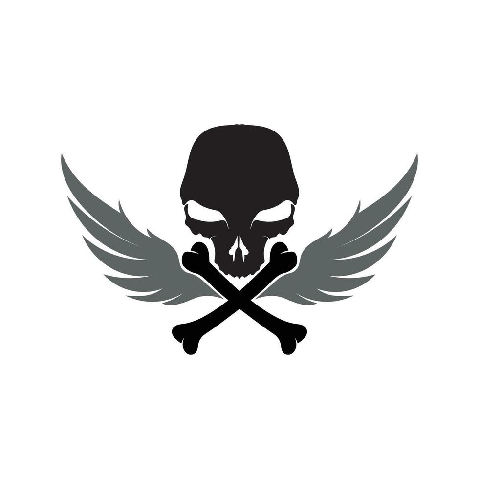 Crossbones death skull, danger or poison flat icon for apps and websites vector