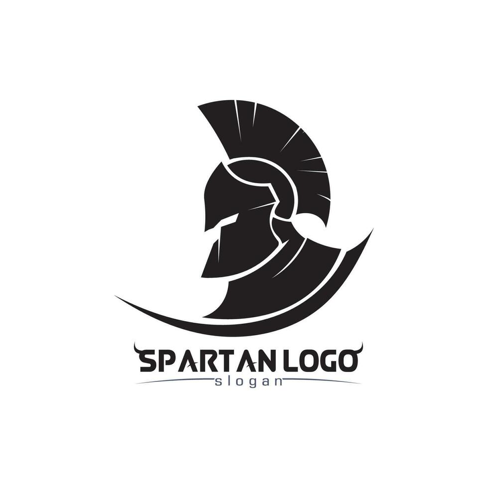 spartan logo black Glaiator and vector design helmet and head black