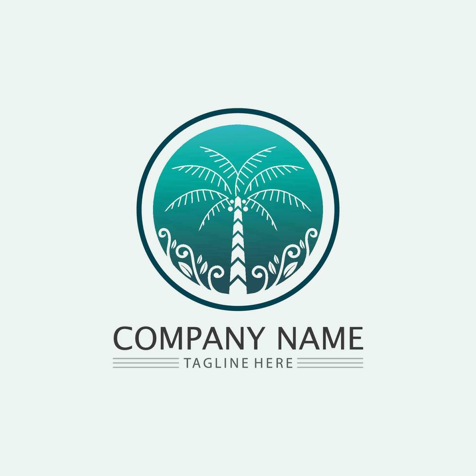 Palm tree summer logo template vector