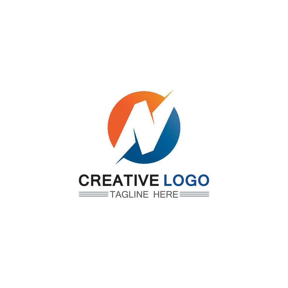 N logo font company logo business and letter initial N design vector and letter for logo