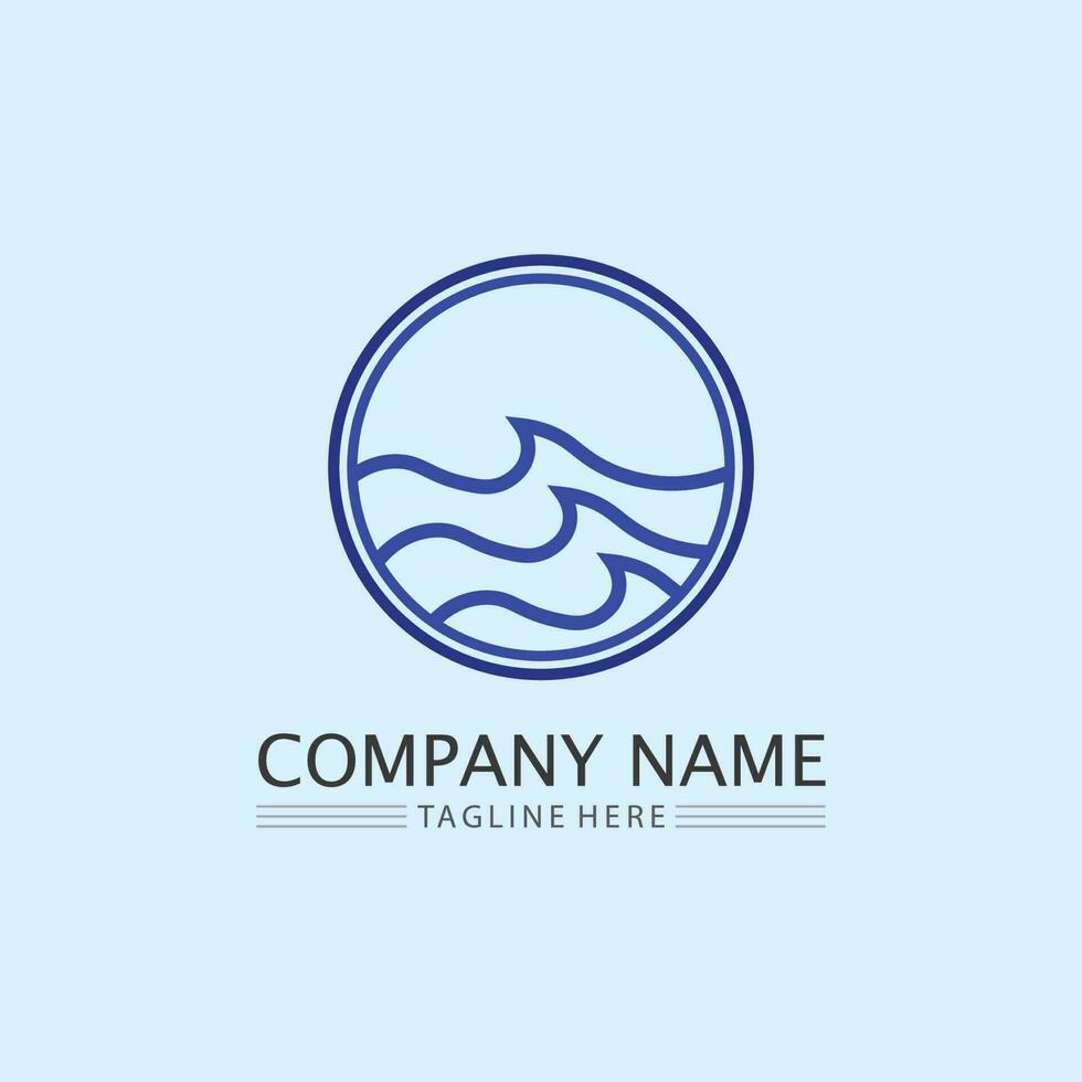 wave icon and water drop vector illustration design logo business