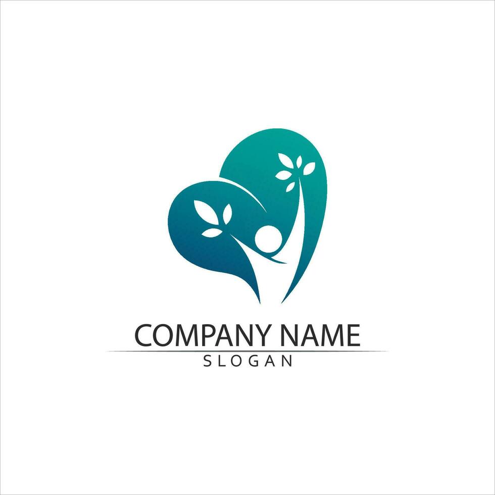 Tree leaf vector and green logo design friendly concept