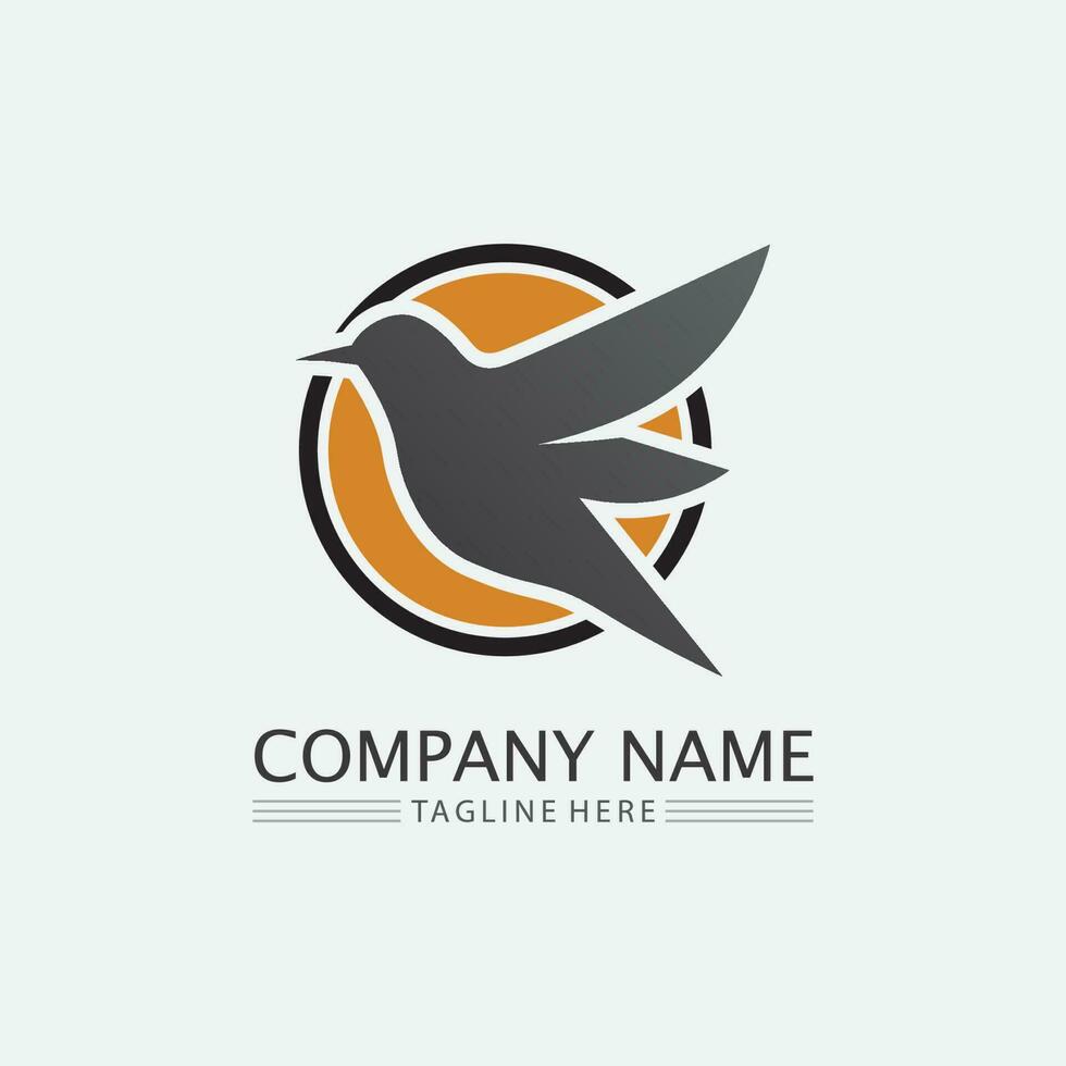 Birds and swallow dove logo design and vector animal wings and flying bird