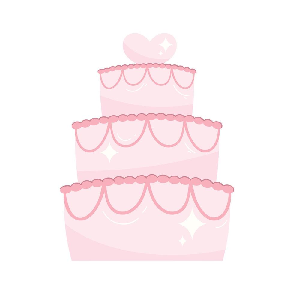 Boda pastel con corazón icono vector