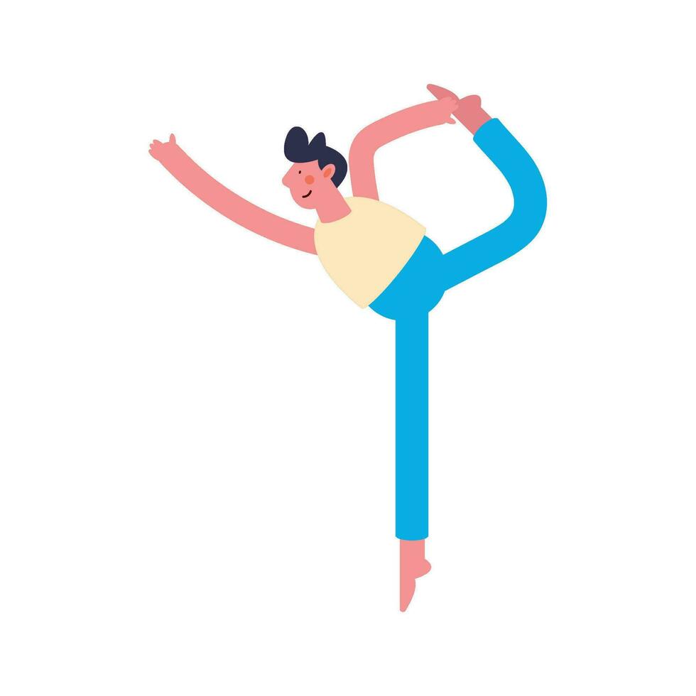 man practicing dance activity character vector