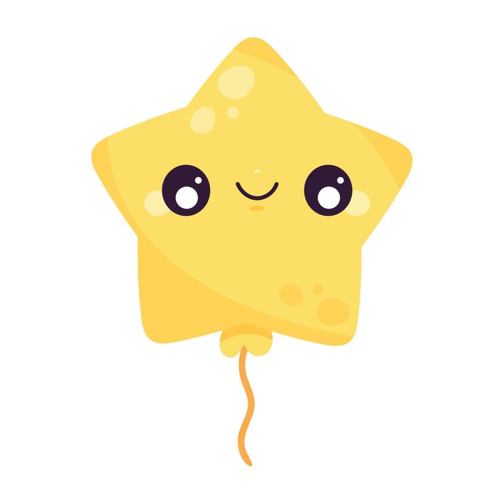 amarillo globo helio estrella kawaii personaje vector