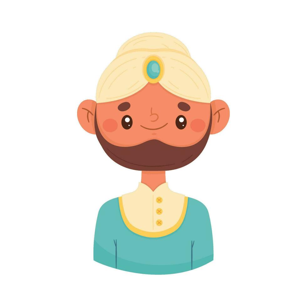 indian man wearing white turban character vector