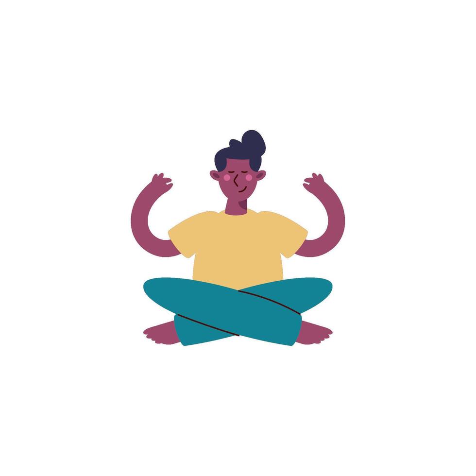 afro man practicing yoga character vector