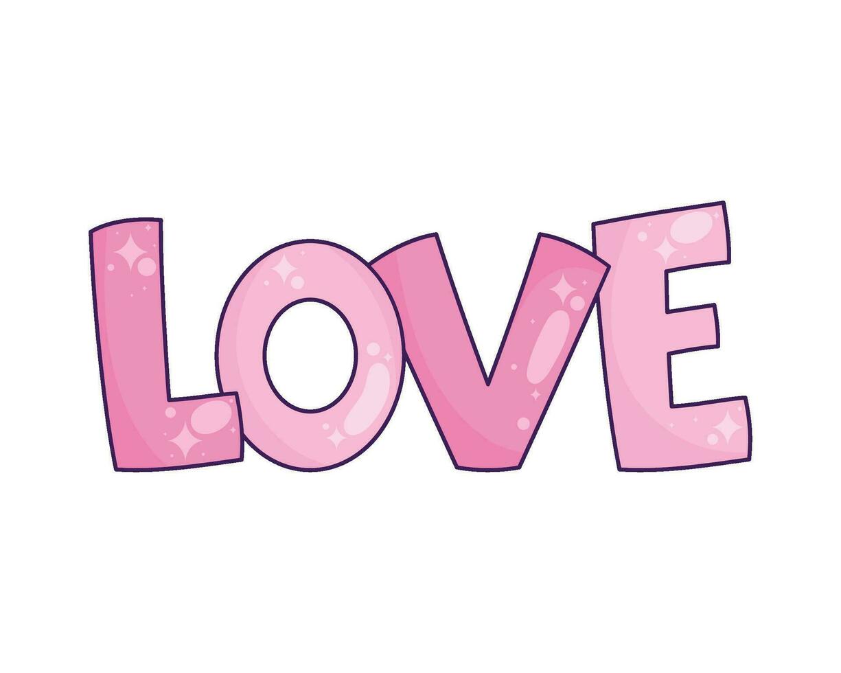 pink love word isolated icon vector