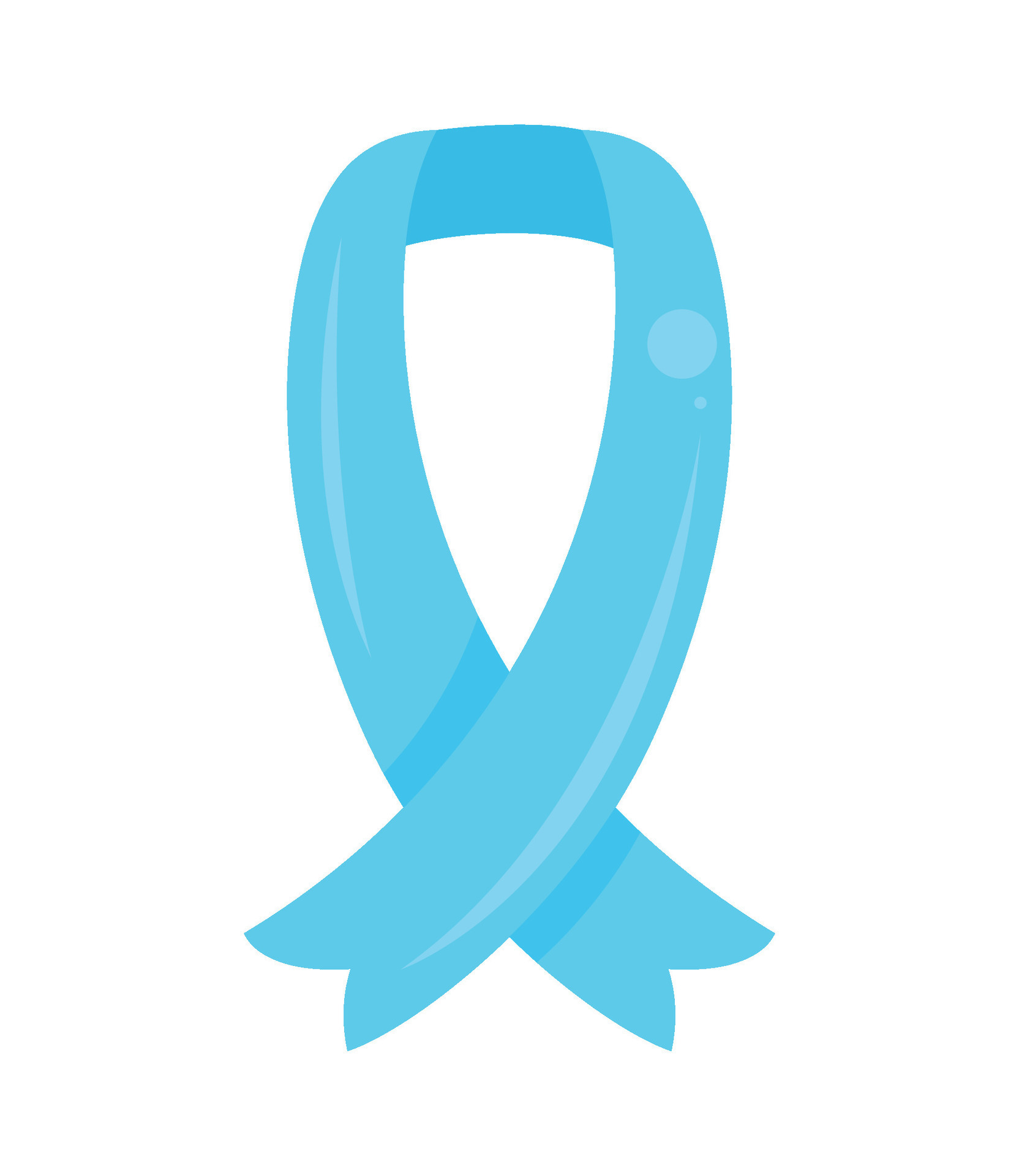 Colon cancer awareness symbol. Dark blue ribbon isolated on black