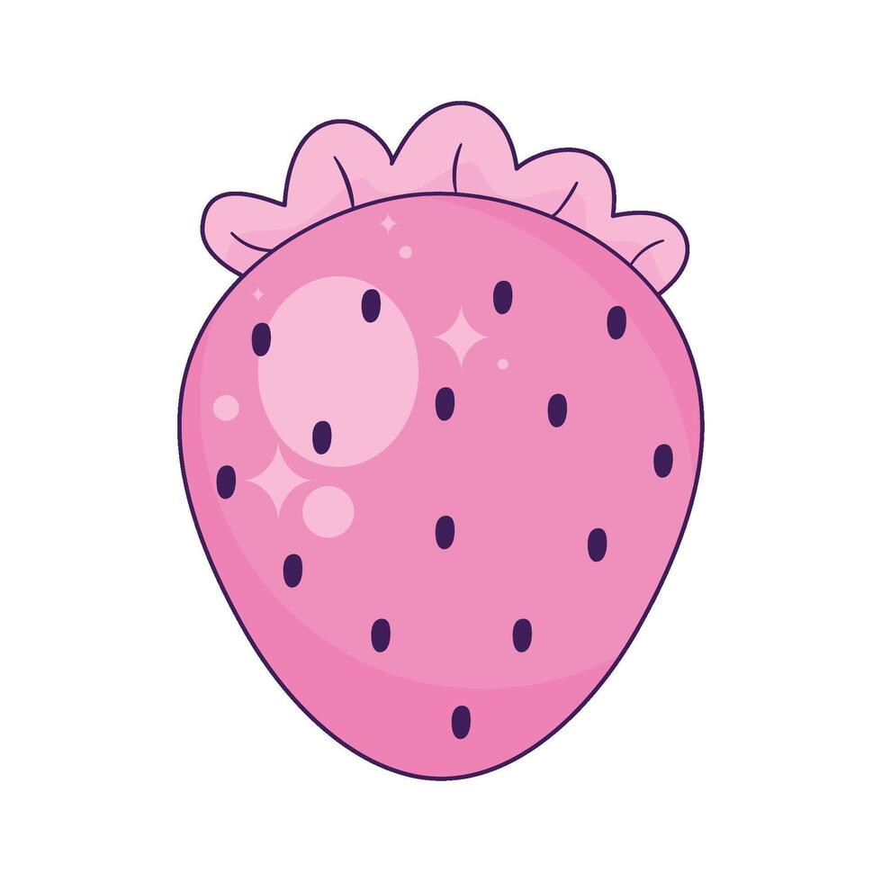 pink strawberry fresh fruit icon vector