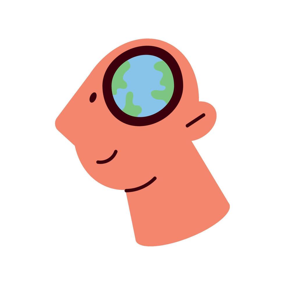 ecologist man thinking in earth character vector
