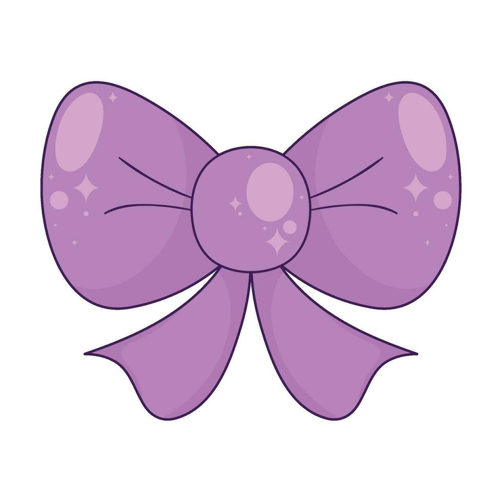 púrpura cinta arco decorativo icono vector