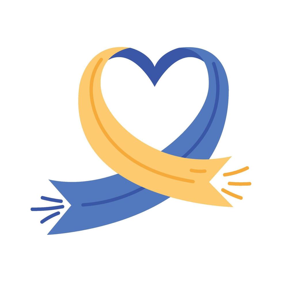 down syndrome heart ribbon icon vector