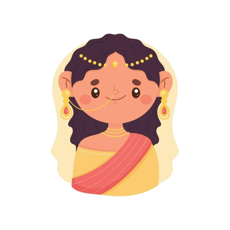 indian woman wearing yellow suit character vector