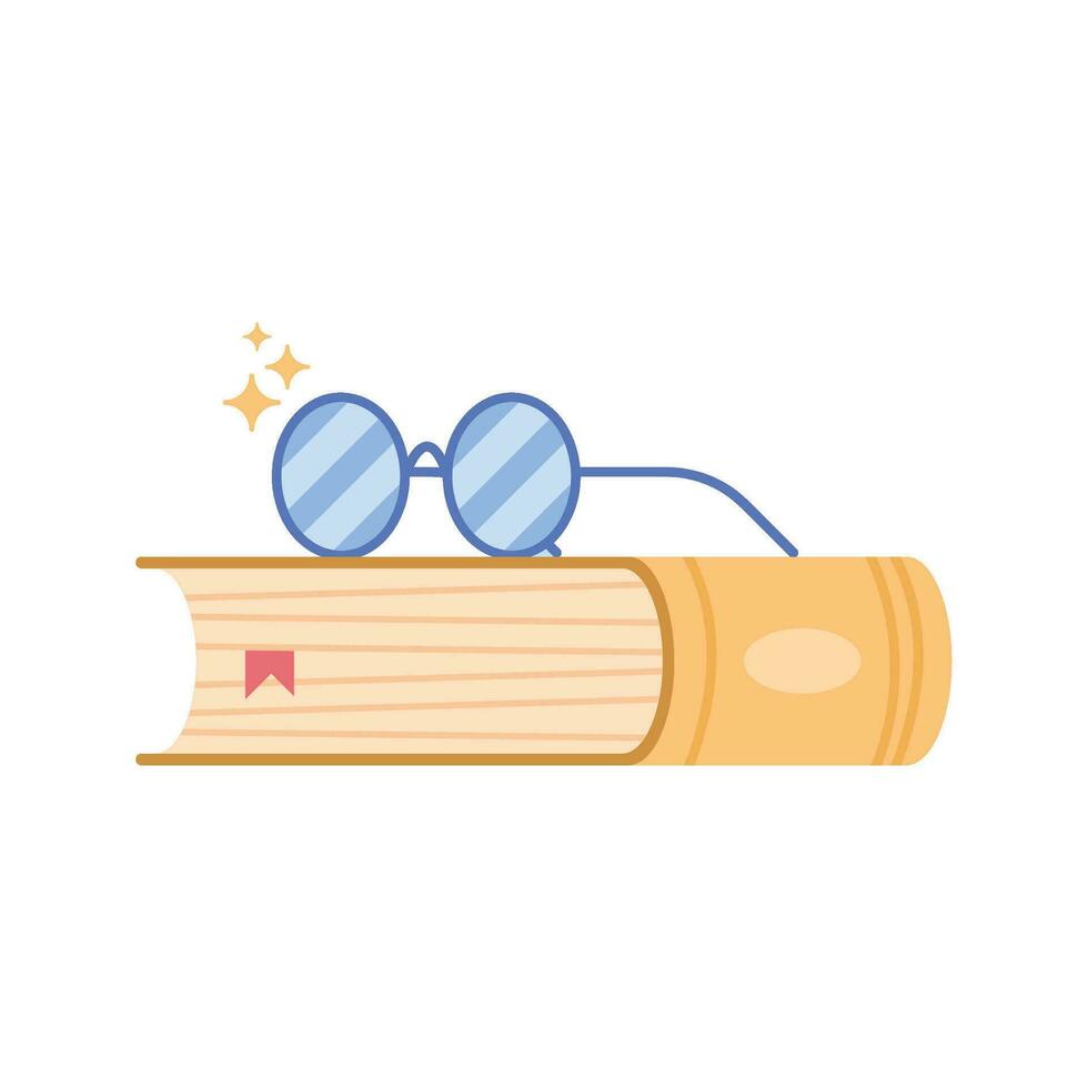 text book with eyeglasses icon vector