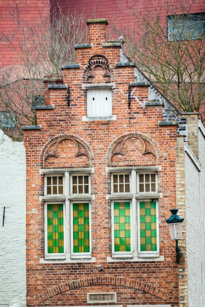 Details of the beautiful architecture in the historical town of Bruges photo