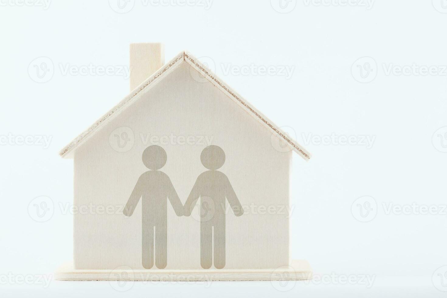 Two men couple at home. Family concept. photo