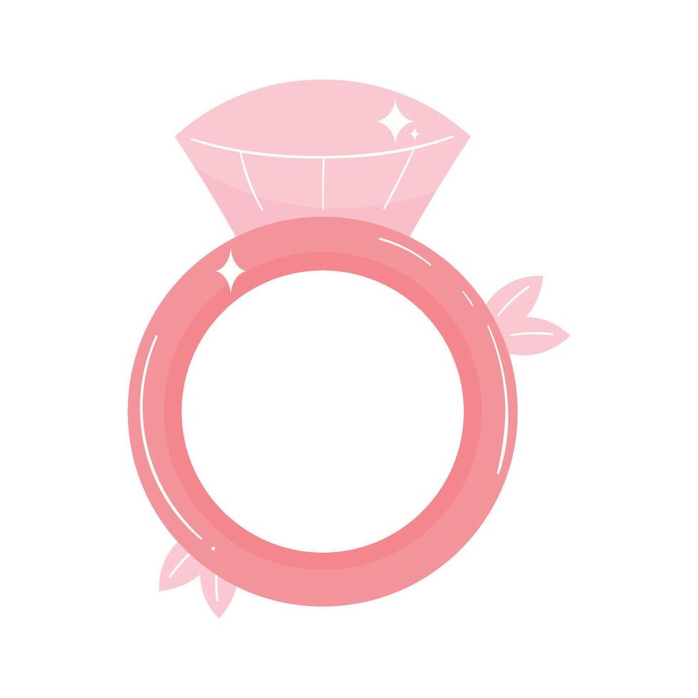 pink engagement ring with diamond vector