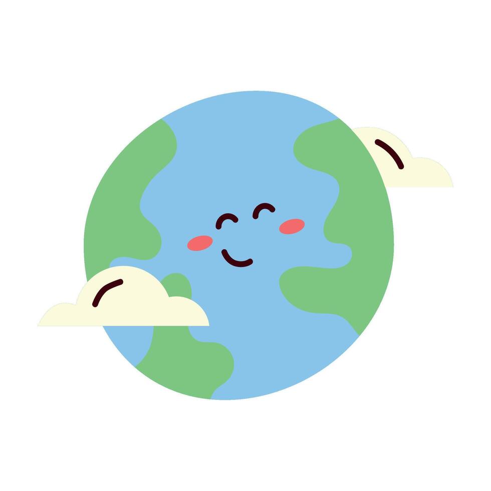 world planet with clouds character vector