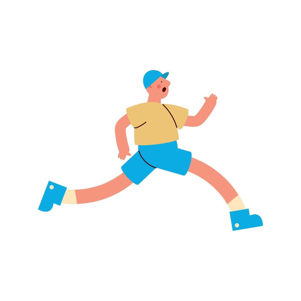 young man running activity character vector