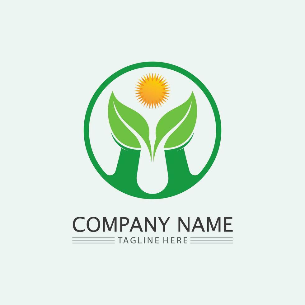 LEAF AND NATURE TREE LOGO FOR BUSINESS VECTOR GREEN PLANT ECOLOGY DESIGN