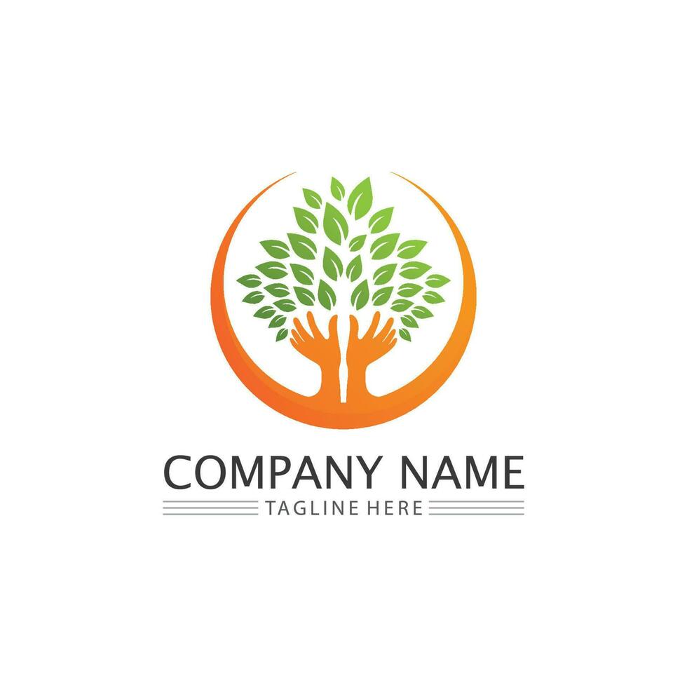 Logos of green Tree leaf ecology vector
